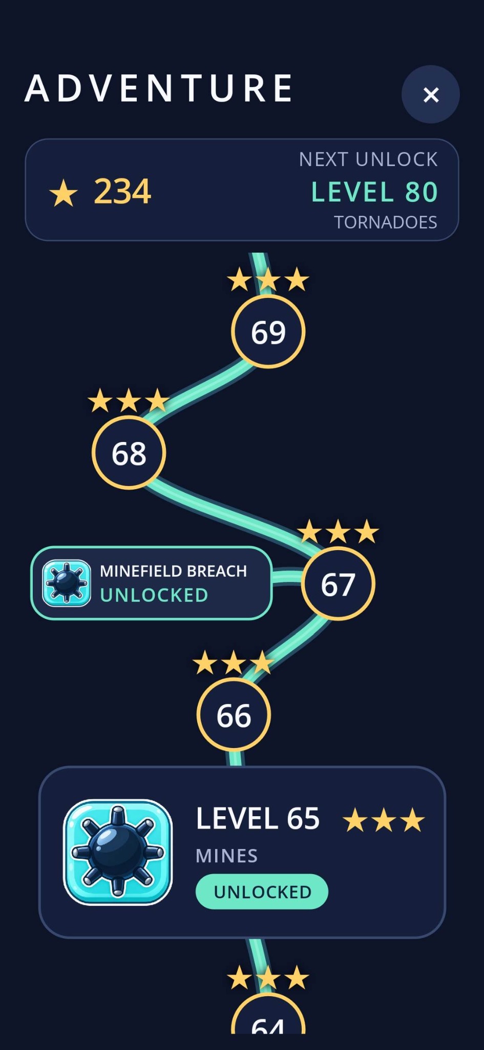 Drop Ten Adventure path with levels and unlocks